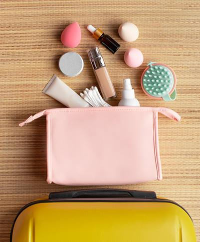 Perfect travel or getaway essentials: skincare, makeup, and minis
