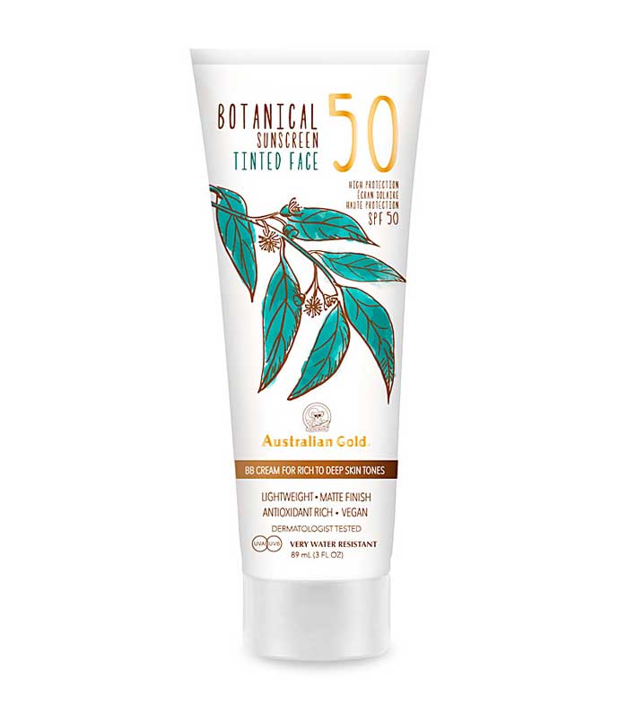 Buy Australian Gold - Botanical Facial sunscreen with color SPF 50 - Rich/Dark Maquibeauty