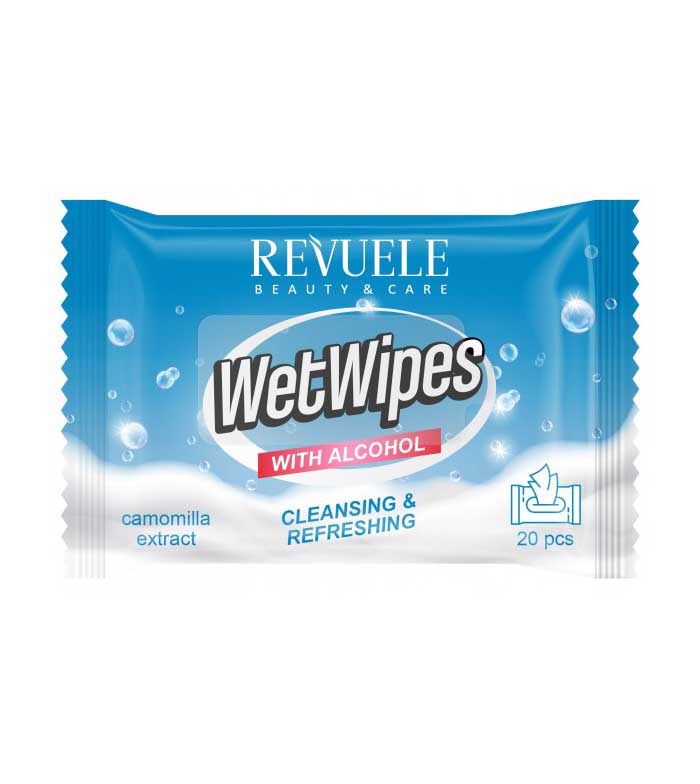 Revuele cleaning wipes with alcohol and chamomile extract.It contains a tot...