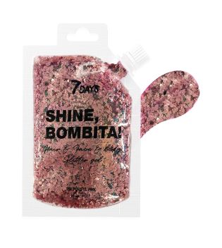 7DAYS - Glitter gel for face, hair and body Shine, Bombita! - 901: Playful Pink