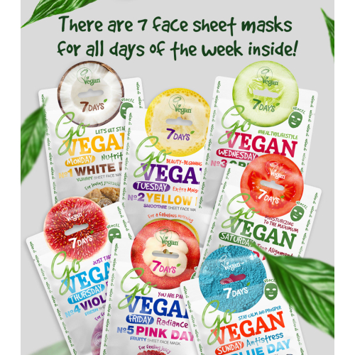 7DAYS - Facial Mask Set Go Vegan Healthy Week Colour Diet