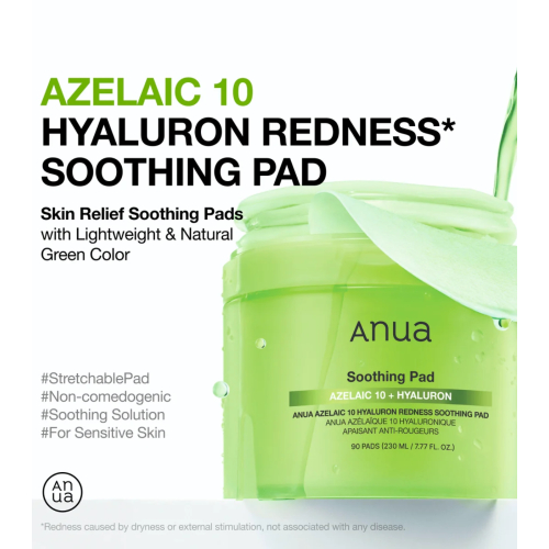 Anua - Pads Azelaic 10 Hyaluron Redness Soothing pads format