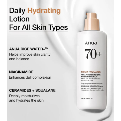 Anua - Moisturizing milk Rice 70 + Ceramide