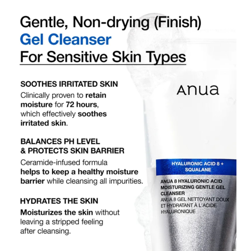 Anua - Foaming Facial Cleanser with Hyaluronic Acid 8 Moisturizing Gentle