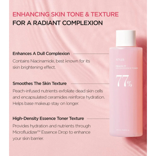 Anua - Moisturizing facial lotion with 77% peach extract and niacinamide