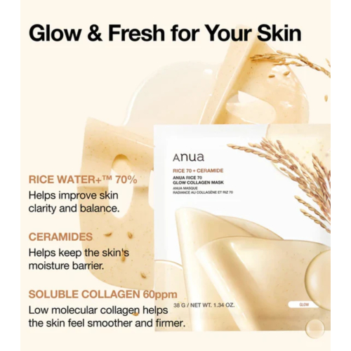 Anua - Illuminating Face Mask Rice 70 + Ceramide