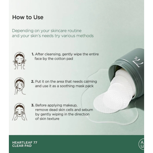 Anua - Facial toner with 77% Heartleaf pads format