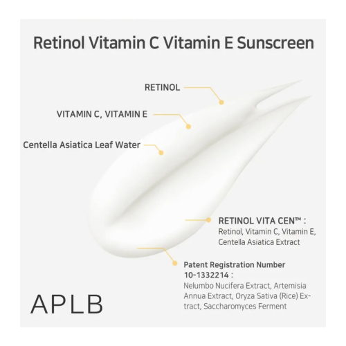 APLB - Facial sunscreen Retinol Vitamin C Vitamin E SPF50+ PA++++