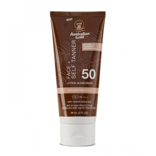 Australian Gold - Sun tanning facial lotion SPF50 Face + Self Tanner