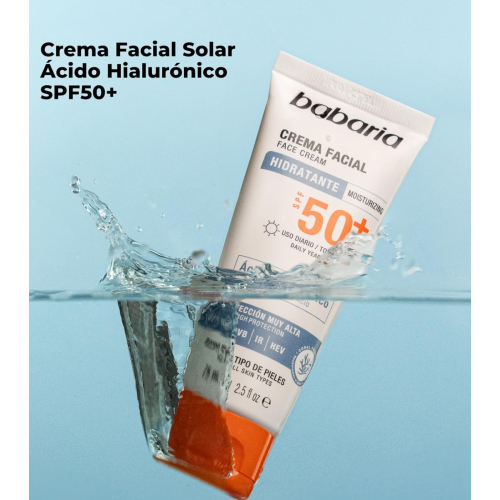 Babaria - Moisturizing facial sunscreen SPF50+ - Hyaluronic Acid