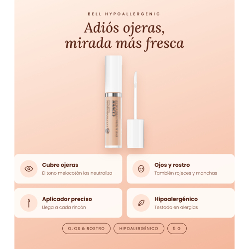 Bell HYPOAllergenic - Liquid Corrector Hypo Cover Eye & Skin Concealer - 101: Light Peach