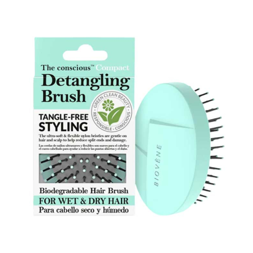 Biovène - *The conscious* - Biodegradable compact detangling brush - Mint green