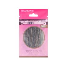 Brushworks - Set of 50 Hairpins Bobby Pins - Brown