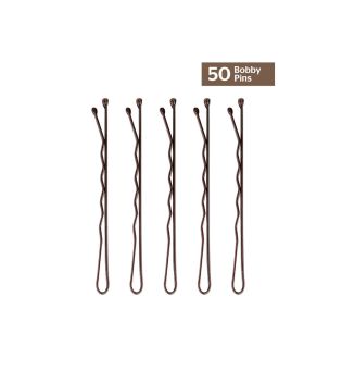 Brushworks - Set of 50 Hairpins Bobby Pins - Brown