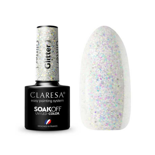 Claresa - Semi-permanent nail polish Soak off - 01: Glitter