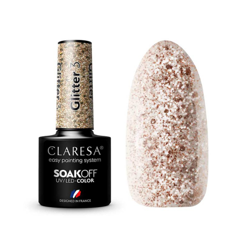 Claresa - Semi-permanent nail polish Soak off - 3: Glitter