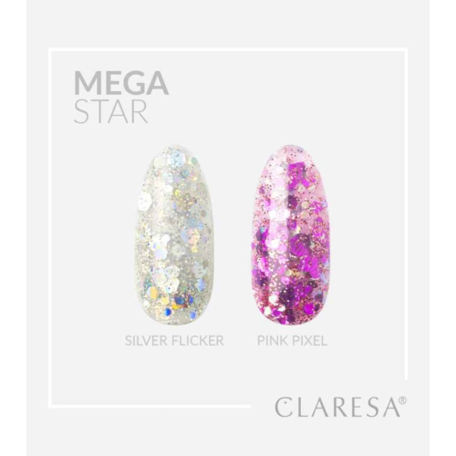 Claresa - Nail decoration gel Megastar - Silver Flicker