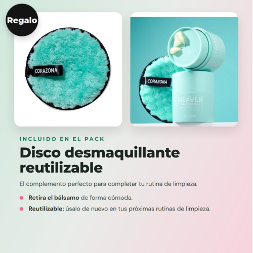 CORAZONA - Pack of 3 Heaven Makeup Remover Balms with Reusable Gift Disc for Vegan and Cruelty-Free Facial Cleansing
