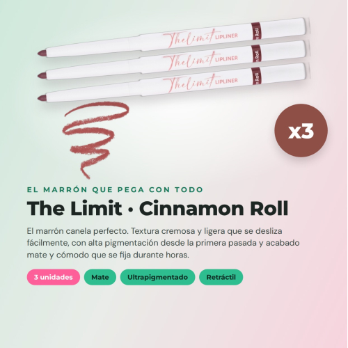 CORAZONA Pack 3 lip liners Cinnamon Roll The Limit creamy texture high pigmentation matte finish automatic format vegan cruelty free