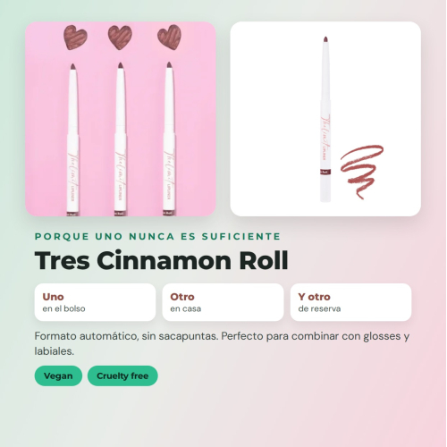 CORAZONA Pack 3 lip liners Cinnamon Roll The Limit creamy texture high pigmentation matte finish automatic format vegan cruelty free