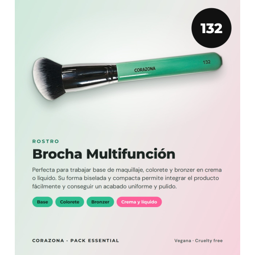 CORAZONA Essential Brush Pack with 5 Makeup Tools and Vegan and Cruelty-Free + Gift Canister