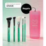 CORAZONA Essential Brush Pack with 5 Makeup Tools and Vegan and Cruelty-Free + Gift Canister
