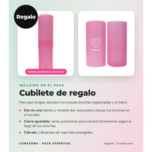CORAZONA Essential Brush Pack with 5 Makeup Tools and Vegan and Cruelty-Free + Gift Canister