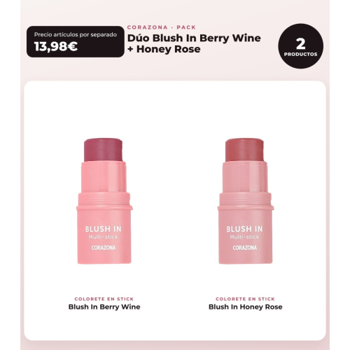 CORAZONA - Duo Pack Blushes Blush In Berry Wine + Honey Rose