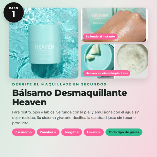 CORAZONA Pack Skincare Double Cleansing - Heaven Balm, Fresh Hero Gel, and Reusable Disc for Clean and Fresh Skin
