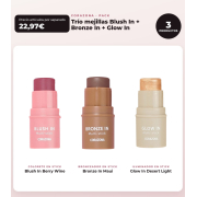 CORAZONA - Trio Pack Cheeks Blush In - Berry Wine + Bronze In - Maui + Glow In - Desert Light
