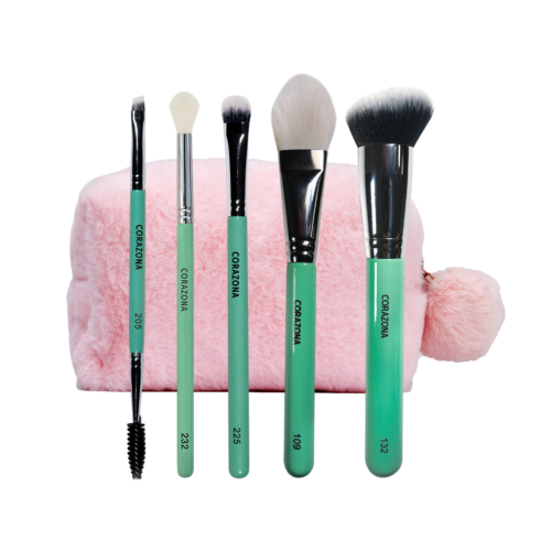 CORAZONA - Limited edition set of 5 brushes + toiletry bag Fluffy