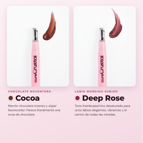 CORAZONA - Set Pure Crystal Tinted Lip Serum Limited Edition - 6 Lip Tints Serum with Metallic Applicator Cold Effect - Glossy Finish and Long-Lasting Tint
