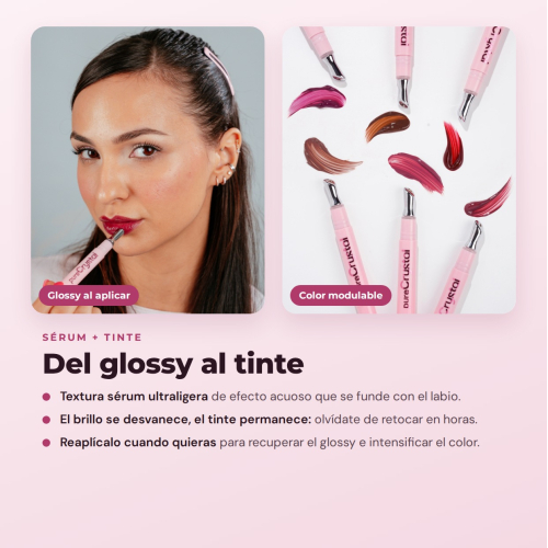 CORAZONA - Set Pure Crystal Tinted Lip Serum Limited Edition - 6 Lip Tints Serum with Metallic Applicator Cold Effect - Glossy Finish and Long-Lasting Tint