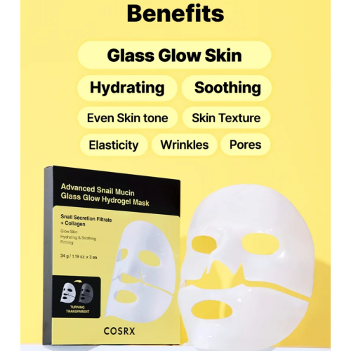 COSRX - Pack of 3 facial masks Advanced Snail Mucin Glass Glow