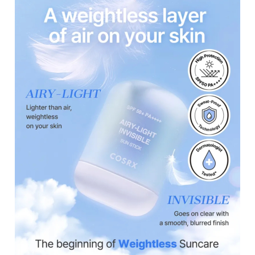 COSRX - Facial sunscreen stick Airy-Light Invisible SPF50 PA++++
