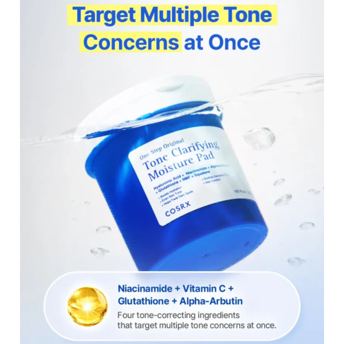 COSRX - Moisturizing facial toner pad format One Step Original Tone Clarifying