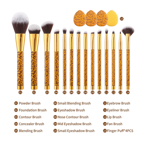 Docolor - Brush set Leopard (15 pieces)