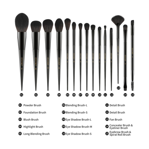 Docolor - Brush set Obsidian (15 pieces)