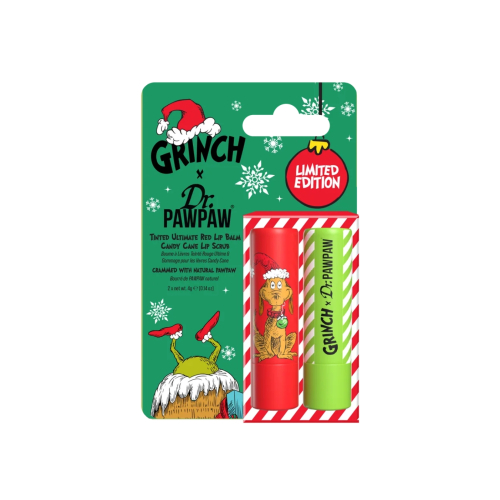 Dr. Paw Paw - *The Grinch* - Lip Care Duo - Candy Cane Lip Scrub & Ultimate Red Balm