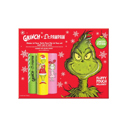 Dr. Paw Paw - *The Grinch* - Lip Balm Trio - Peach Pink, Candy Cane Lip Scrub & Original
