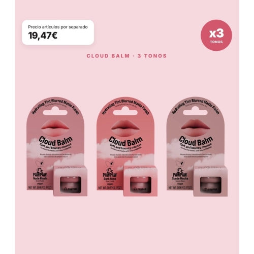 Dr. PAWPAW - Pack of 3 Multi-Purpose Balms Cloud Balm Nude Blush, Dark Rose, and Suede Mocha