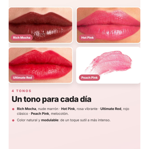 Dr. PAWPAW - Pack of 4 Multi-Functional Lip Balms with Color Ultimate Red, Rich Mocha, Hot Pink, and Peach Pink for Lips, Cheeks, and Eyes