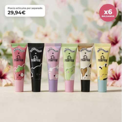 Dr. PAWPAW - Squishmallows Full Set | 6 Hydrating Lip Balms with Scents Inspired by Adorable Characters and Formula Enriched with Papaya Extract