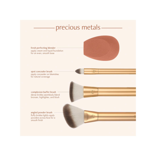 Ecotools - *Precious Metals* - Set of 3 brushes + Sponge