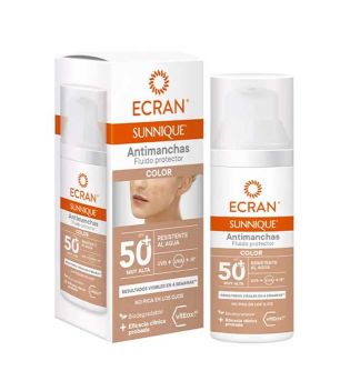 Ecran - *Sunnique* - Anti-stain facial sunscreen fluid SPF50+ - Color
