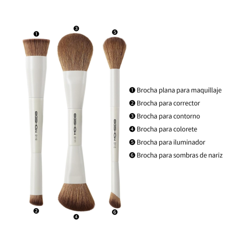 Eigshow - *Duo Series* - Set of 3 Double-Ended Makeup Brushes - White
