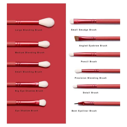 Eigshow - Set 11 eye brushes Jade Series - Amber Red