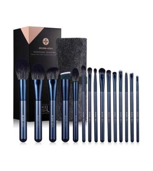 Eigshow - Set 15 makeup brushes Jade Series - Turmaline Blue