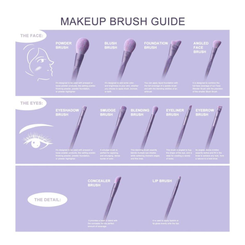 Eigshow - Brush Set (11 Pieces) - Ecopro Bamboo - Mist Purple
