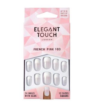 Elegant Touch - Natural French Fake nails - 103: Medium Pink